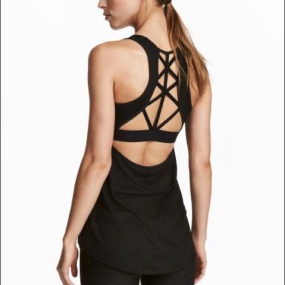 ❤️ 2 for $15 H&M Black workout Tank Top crisscross back *
